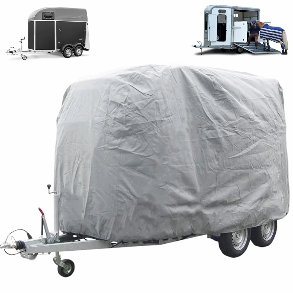 Abdeckplane pferdeanhänger, Pferdeanhänger abdeckplane, 420D Oxford Tuch UV-beständig, Wasserdicht, Staubdicht, Universelle Pferdeanhängerabdeckung (L355 x W185 x H225cm(L140 x W73 x H89in))