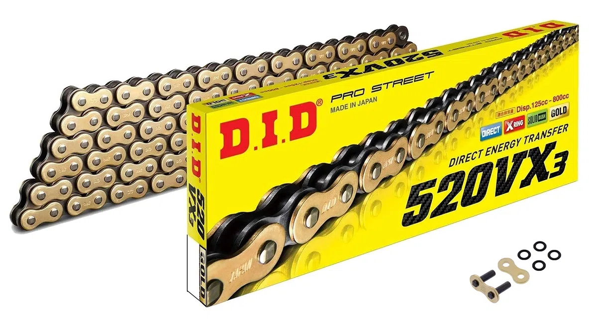 DID 520VX3 X-Ringkette Kettensatz Gold verstärkt für KTM Duke 125, RC 125 ABS, 14-45-112