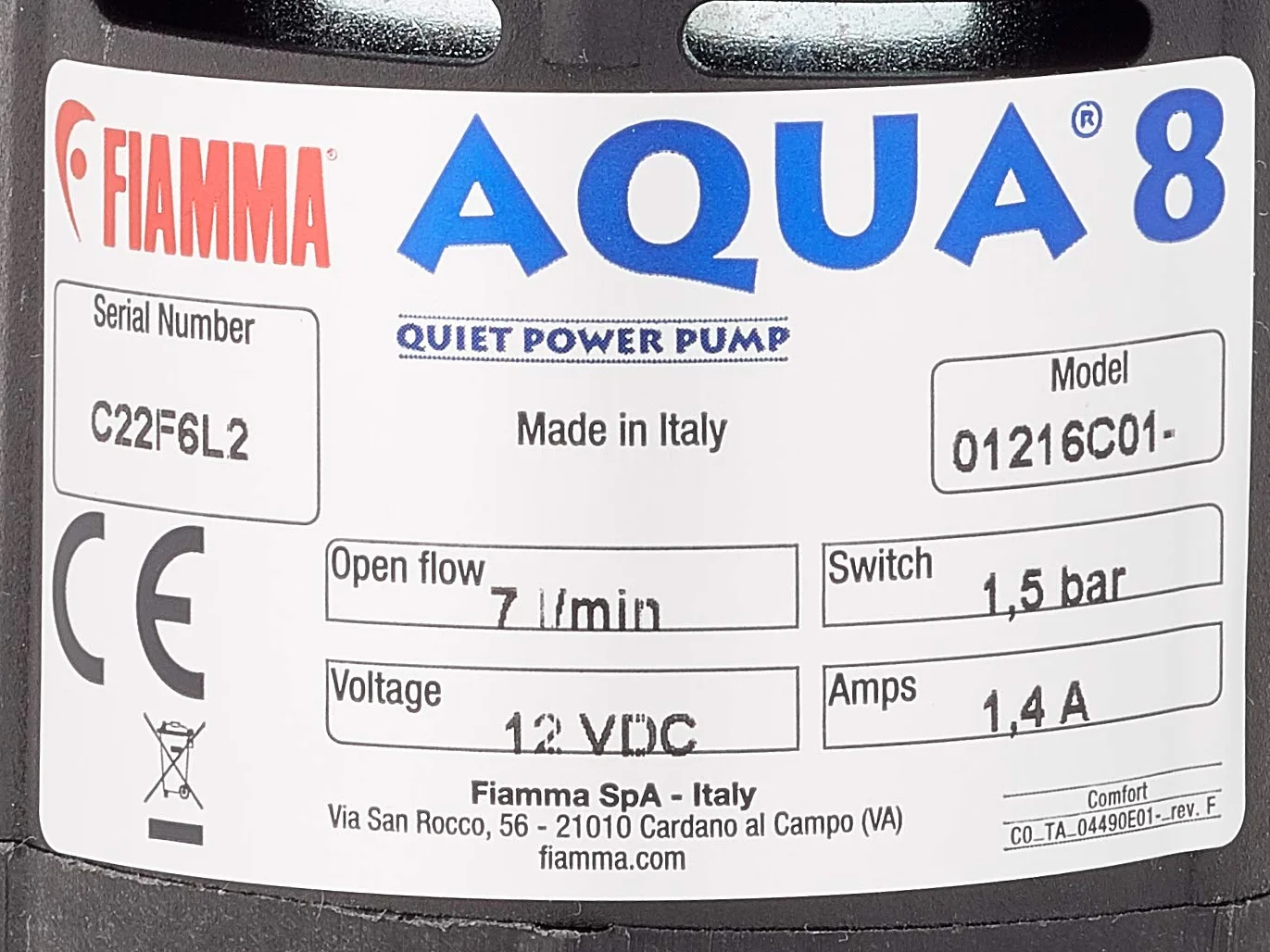 Fiamma Pumpe Aqua 8 7l/min