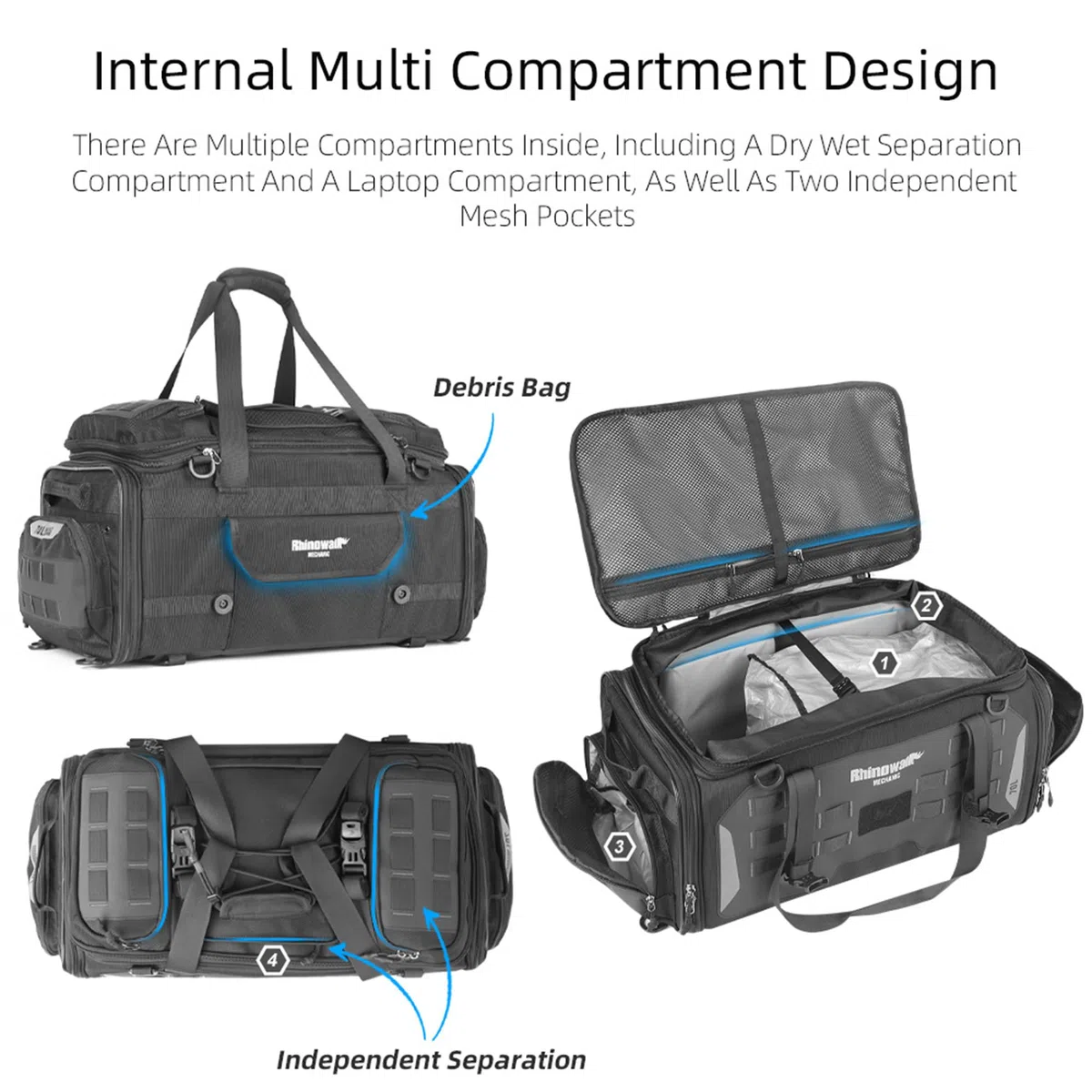 Rhinowalk Motorrad Sitztasche 50-70L Wasserdicht Motor Rücksitztasche Erweiterbar Gepäcktasche Hecktasche Satteltasche Reisetasche Kofferraum Gepäckträgertasche