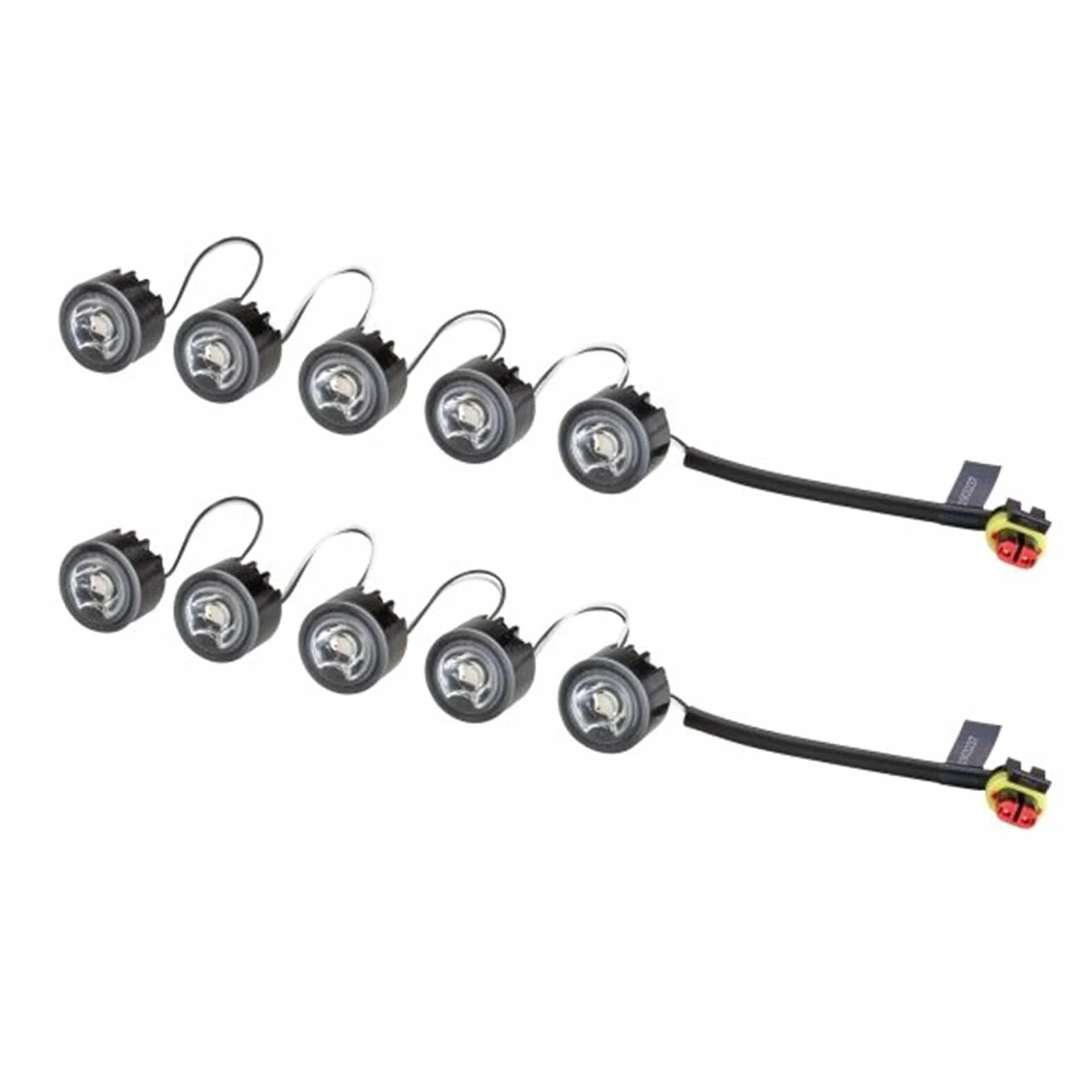 HELLA 2PT 010 458-711 LED-Tagfahrleuchtensatz - LEDayFlex - 12/24V - rund - Einbau - Lichtscheibenfarbe: glasklar - Kabel: 120mm - Fahrzeugfront - Satz