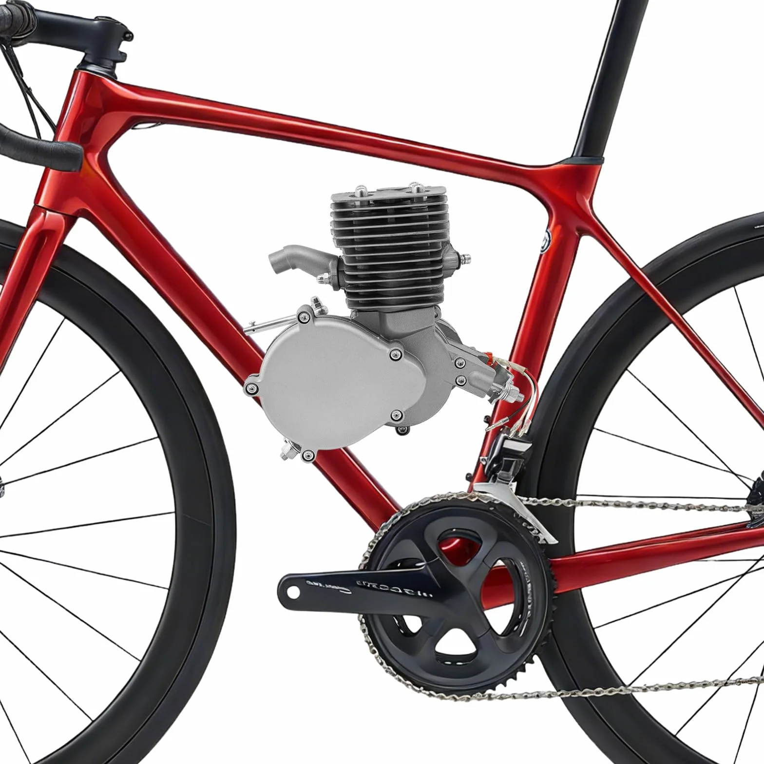 100cc 2 Takt Fahrrad Motor Kit 36 Zähne CDI Luftgekühlt 45km/h 2L Tank