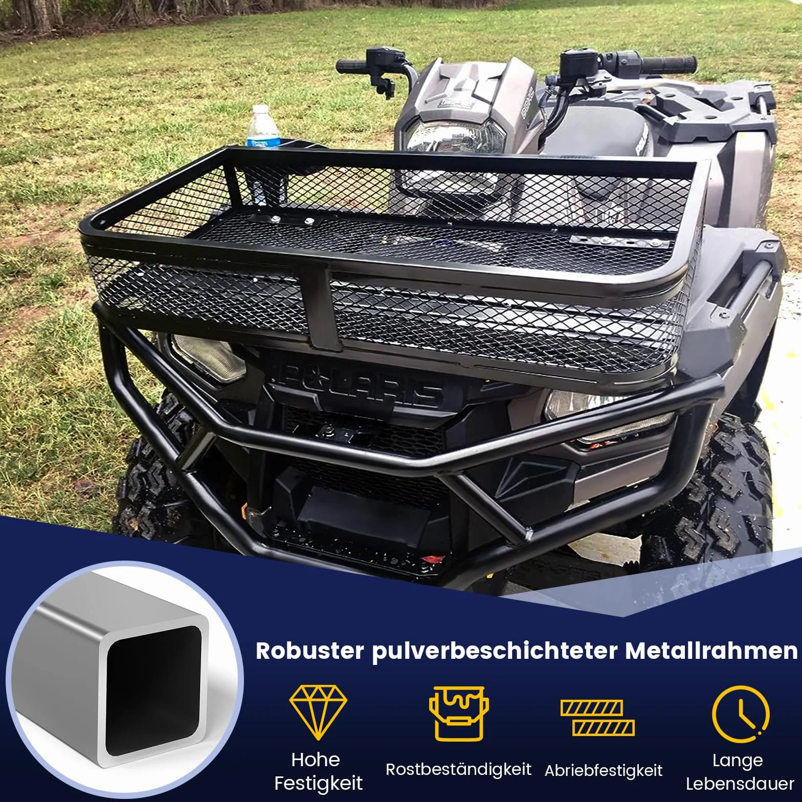 COSTWAY ATV-Frontladekorb, Frontgepäckkorb, Gepäckträgerkorb, ATV/UTV-Zubehör-Aufbewahrungskorb, ATV-Laderaumbox, 92 x 44 x 16,5 cm