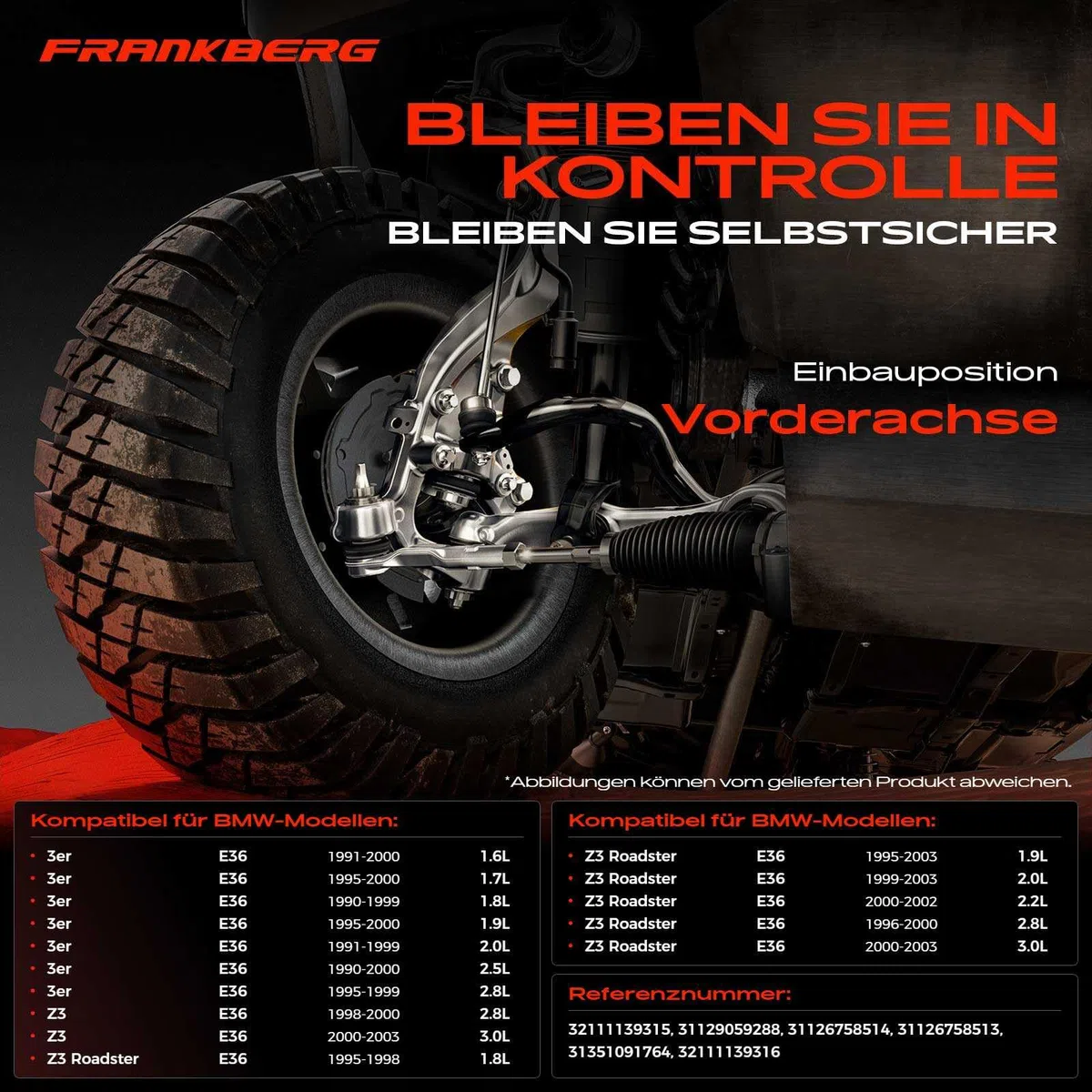 Frankberg 8x Querlenkersatz Vorderachse Kompatibel mit 3er E36 316 318 320 323 325 328 1990-2000 Z3 E36 2.8i 3.0i 1998-2003 Replace# 31129059288