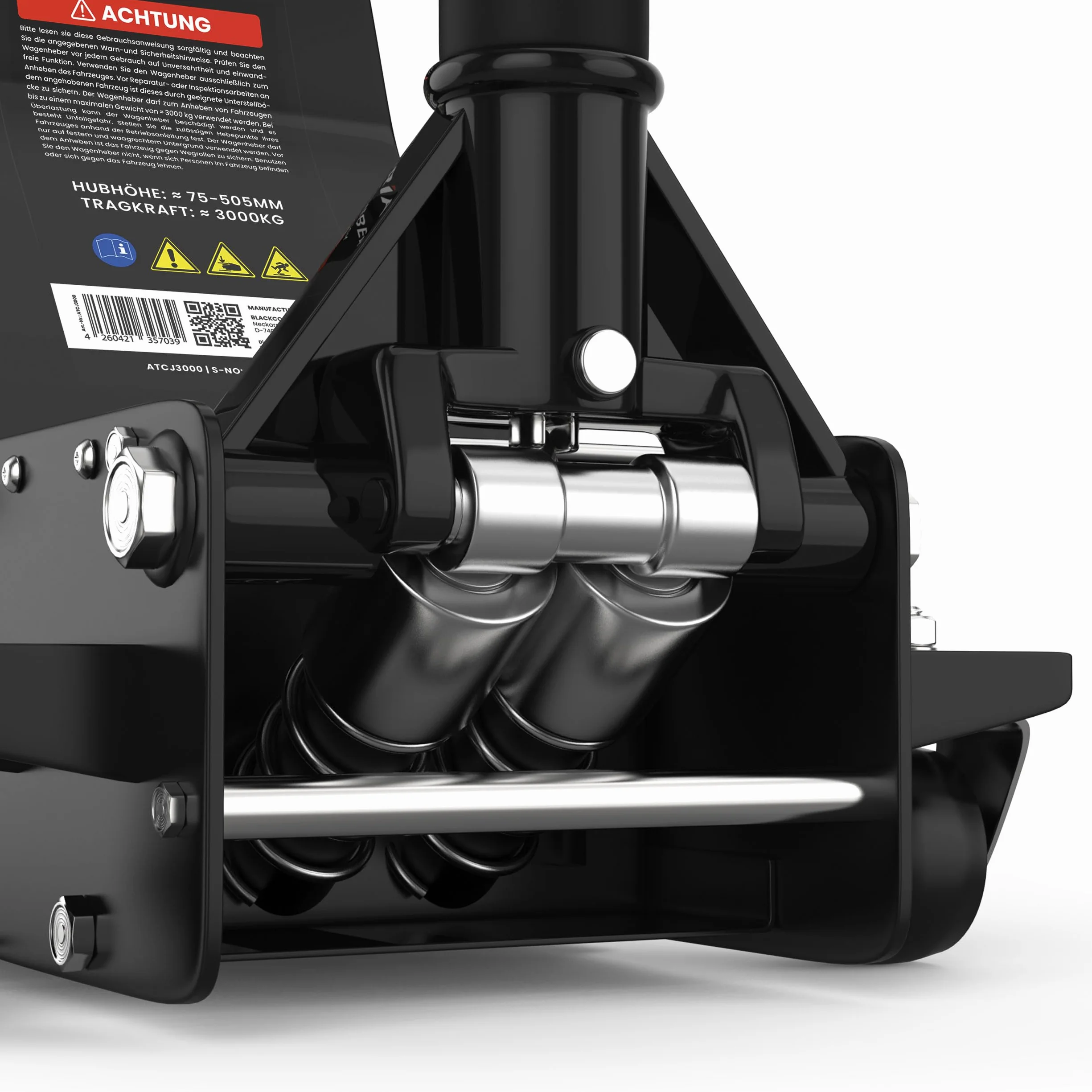 Wagenheber 3T hydraulisch – Flacher Rangierwagenheber mit 2X Gummiauflage & Doppelkolben – Quicklift ab 75 mm Hubhöhe – für PKW, Auto & SUV – bis 3 Tonnen Tragkraft – Profiheber