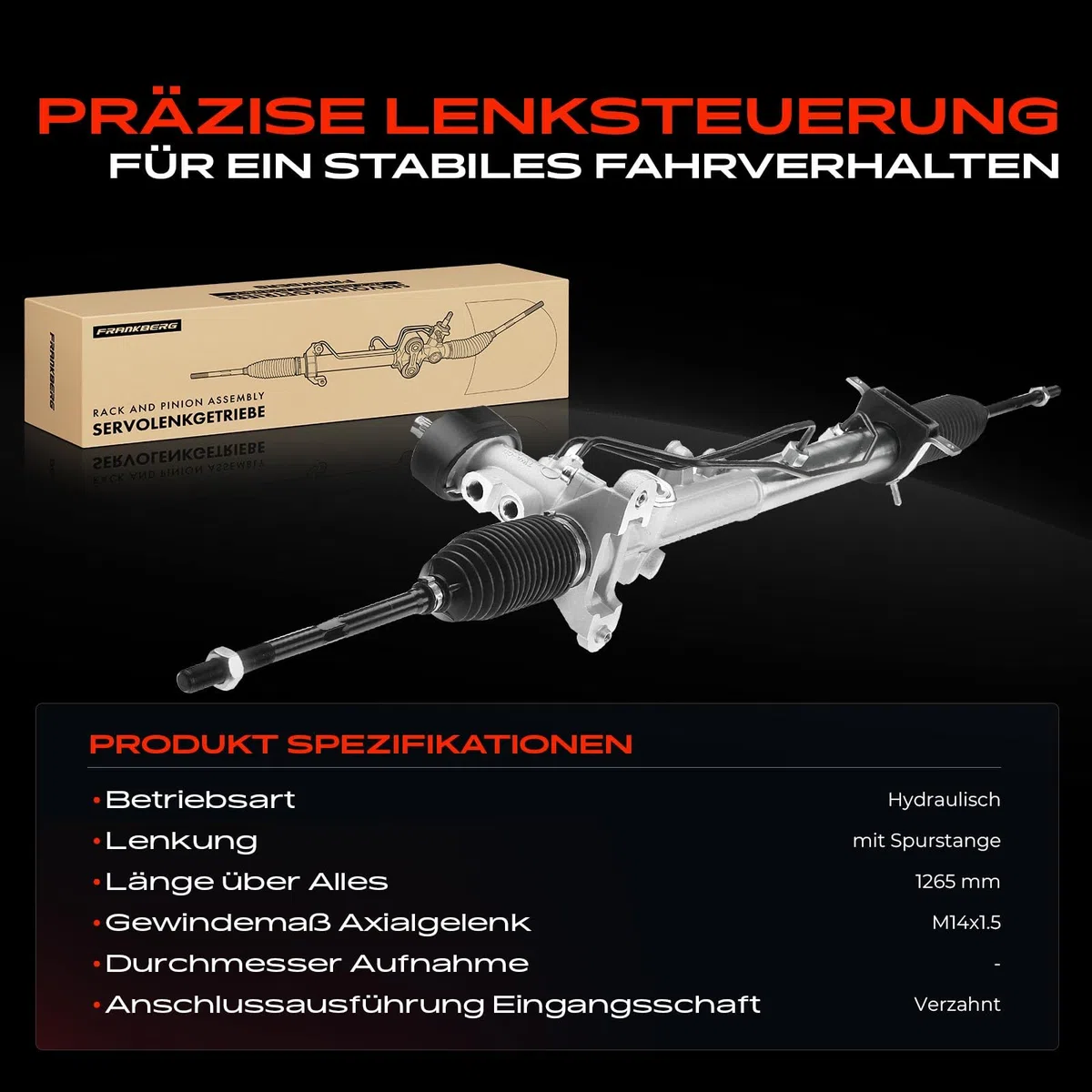 Frankberg Lenkgetriebe Servolenkgetriebe Hydraulisch für Linkslenker mit Spurstangen Kompatibel mit A3 8L1 1.6L 1.8L 1.9L 1996-2003 Replace# 1J1422062D