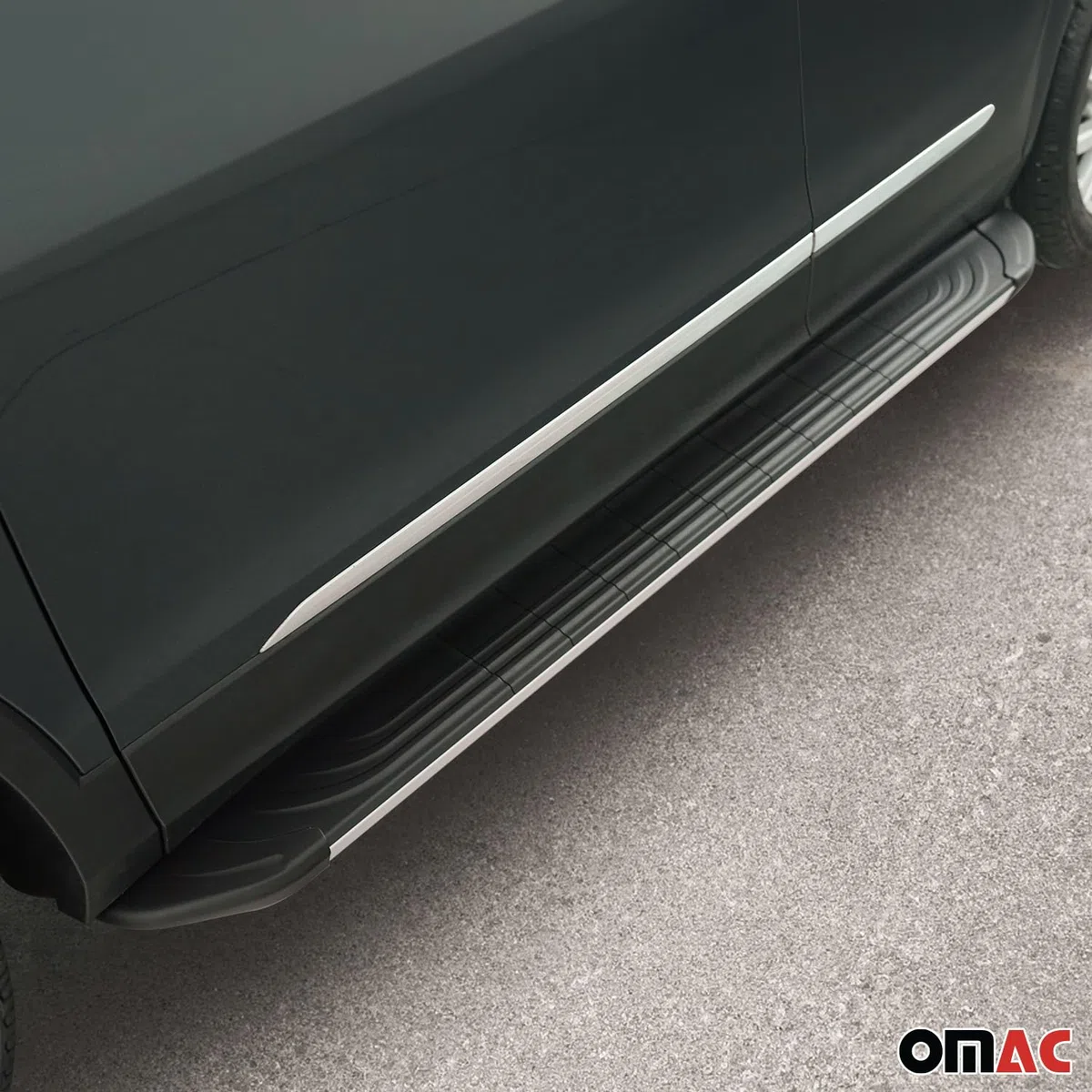 OMAC Trittbretter Seitenschweller kompatibel mit FIAT Ducato 2006-2026 L2 Aluminium Schwarz Grau