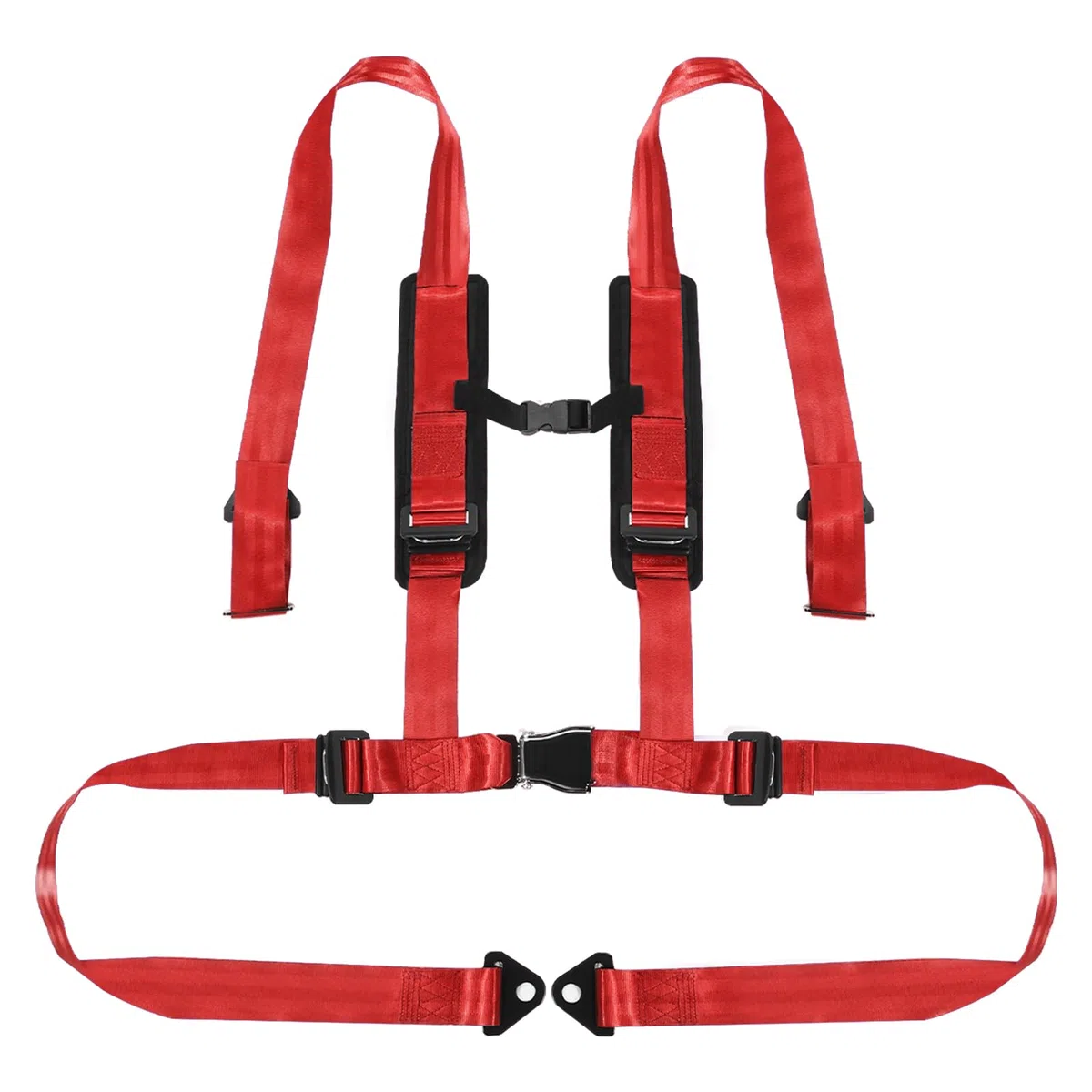 4-Punkt-Schnellschnallen-Geschirr mit 5,1 cm Polsterung mit Bypass-Clip für Go-Kart, UTV, ATV, Rennen, Rot