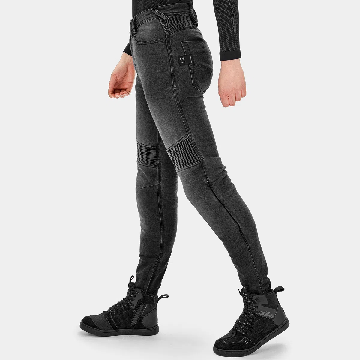 SHIMA Zenith Motorrad Jeans Damen mit Protektoren GFLEXX Knieprotektoren Motorradhose Kurzgrößen Hosen für die Frau Protektorenhose Textilhose Urban Stretch Jeanshose Lang (Frauen, Schwarz, 30/30)