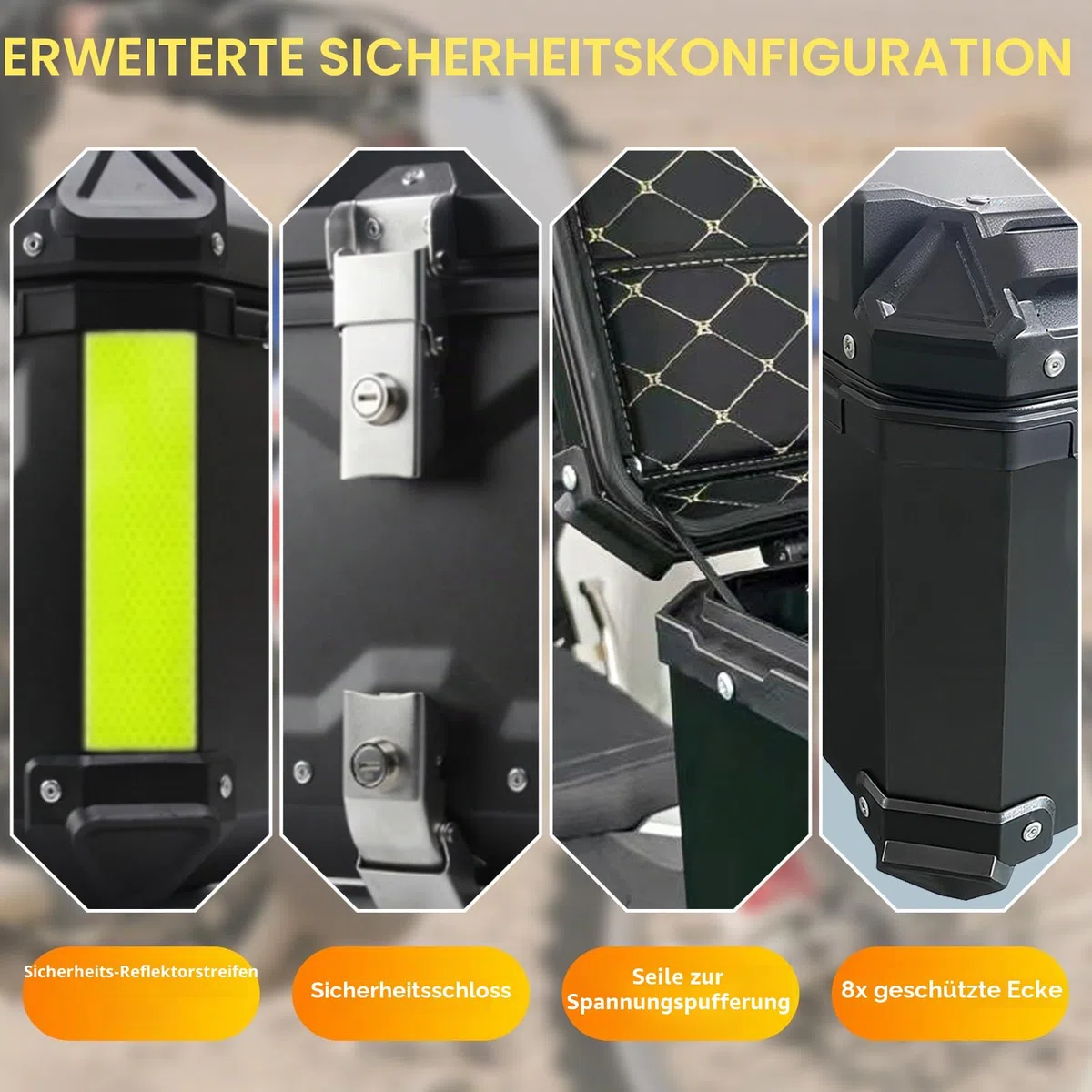 Top Case Moto 65L Universal Aluminium – Wasserdicht IP68, sicherer Heckkoffer, Diebstahlsicherung für 2 Helme, schnelle Demontage für die meisten Motorräder & Roller (schwarz)