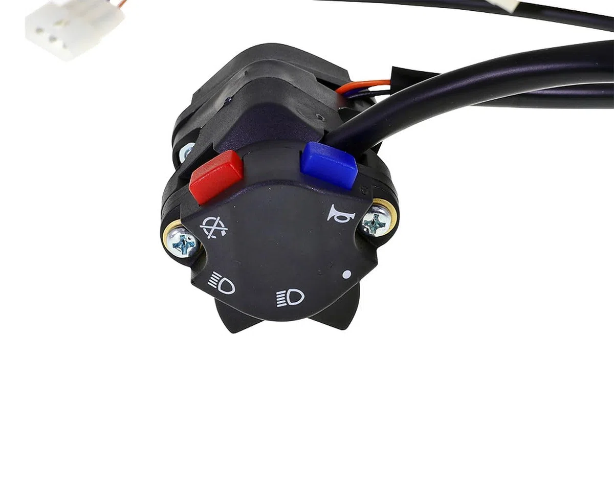 2EXTREME Lenkerschalter Blinkerschalter links kompatibel mit KTM Husaberg, Kippschalter, Druckknopf, schwarz, rot, blau