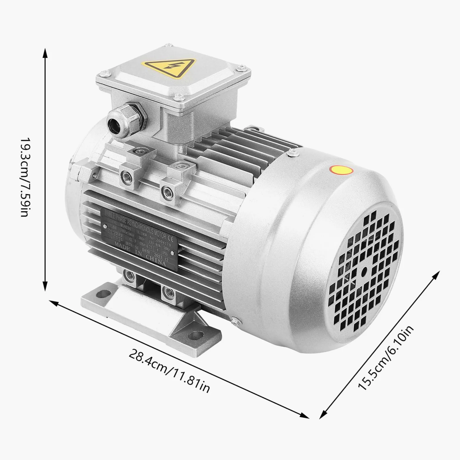 Elektromotor 1.1kW 380V Dreiphasen-Motor 1405U/min Schaftdurchmesser 19mm reine Kupferspule