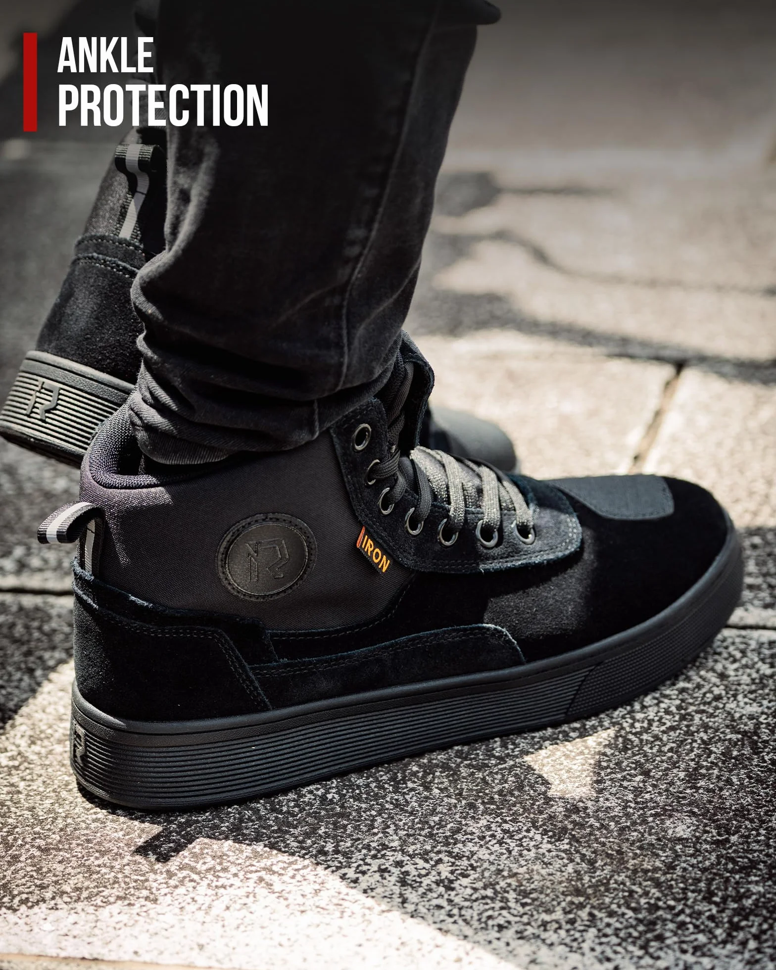 RIDEIRON Motorradschuhe Herren Damen Motorradstiefel CE-geprüft,rutschfeste,verstärkte verdickte Sohle, wasserdicht atmungsaktiv bequem mit seitlichen Reißverschlüssen und Knöchelstütze Schwarz 43