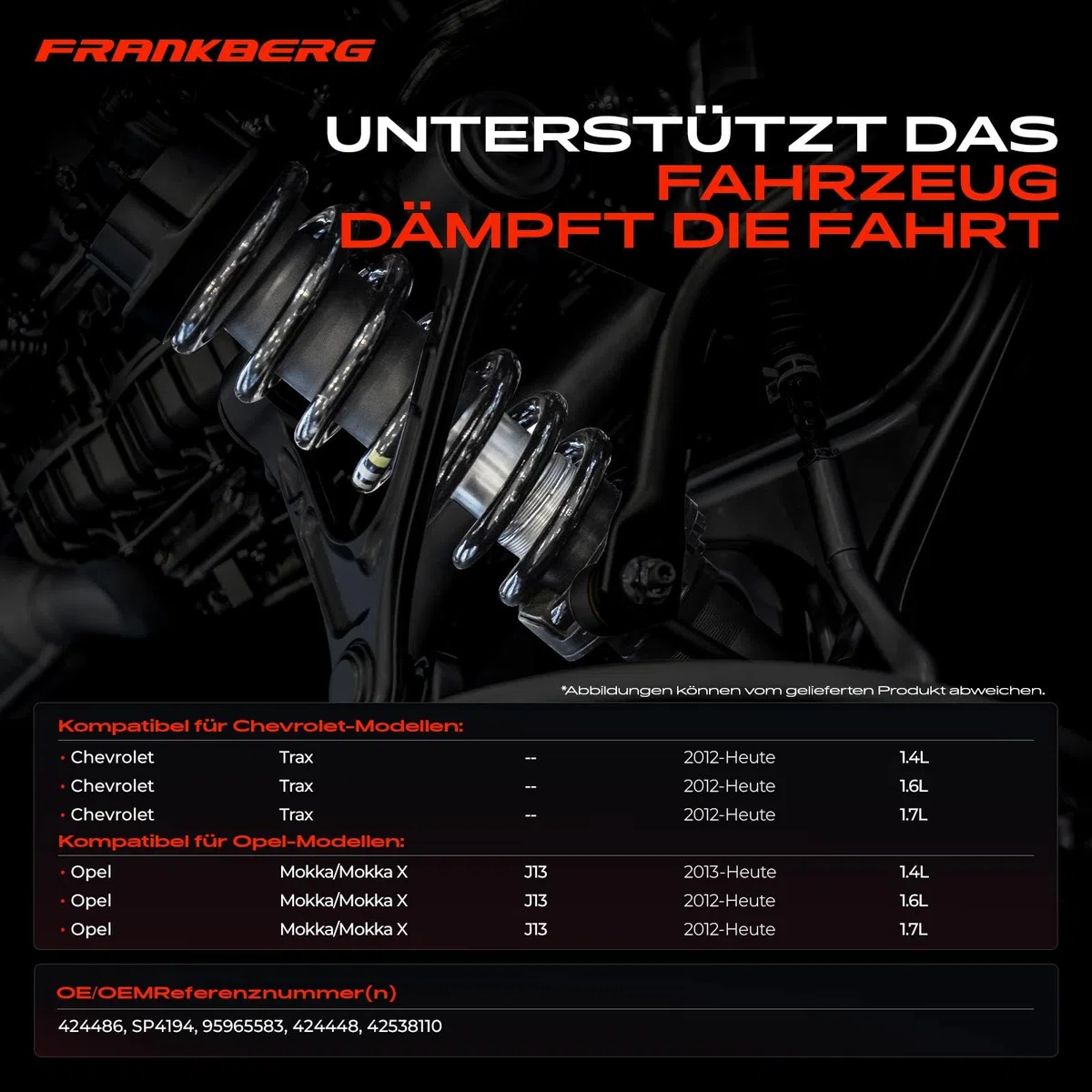 Frankberg 2x Fahrwerksfeder Hinterachse Kompatibel mit Trax 2012-2024 Mokka/Mokka X J13