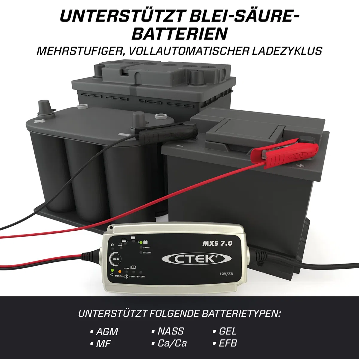 CTEK MXS 7.0, Batterieladegerät 12V Für Größere Fahrzeugbatterien, Batterieladegerät Boot, LKW, Wohnwagen, Wohnmobil Ladegerät, Versorgungsfunktion, Rekonditionierungsmodus Und Winterprogramm