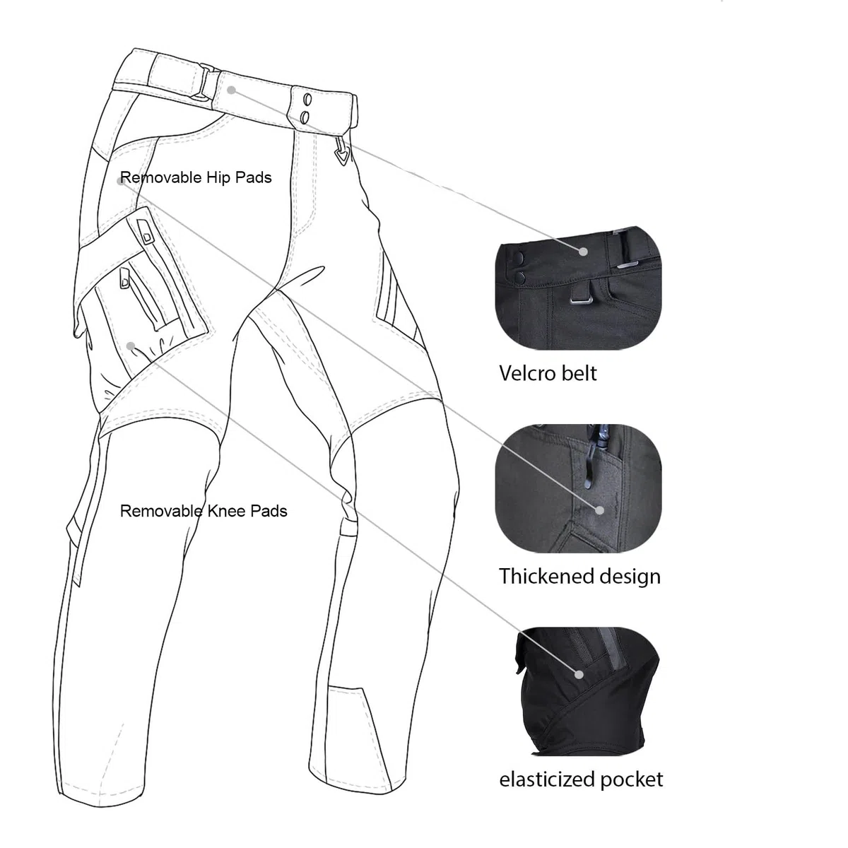 Motorradhose Herren mit herausnehmbaren Pads, wasserdichte Motorrad Hose Herren, Cargo Biker Hose für alle Jahreszeiten