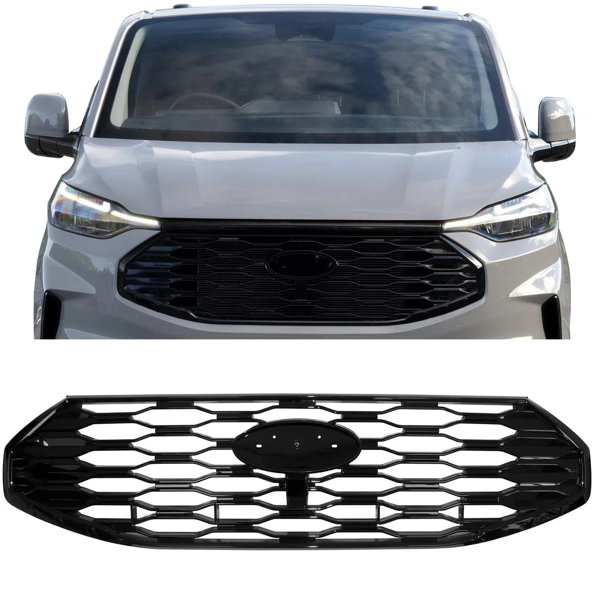 Sport Kühlergrill Schwarz Glanz passt für Ford Tourneo Transit Custom ab 2023