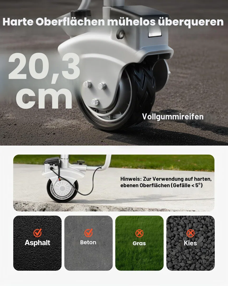 VEVOR Elektrische Rangierhilfe, 2,5 T Anhängelast, 380 W 12 V motorisiertes Stützrad mit 7 m/min Bewegungsgeschwindigkeit, einstellbare Klemmhöhe & Gummireifen, zum Bewegen von Wohnwagen & Booten