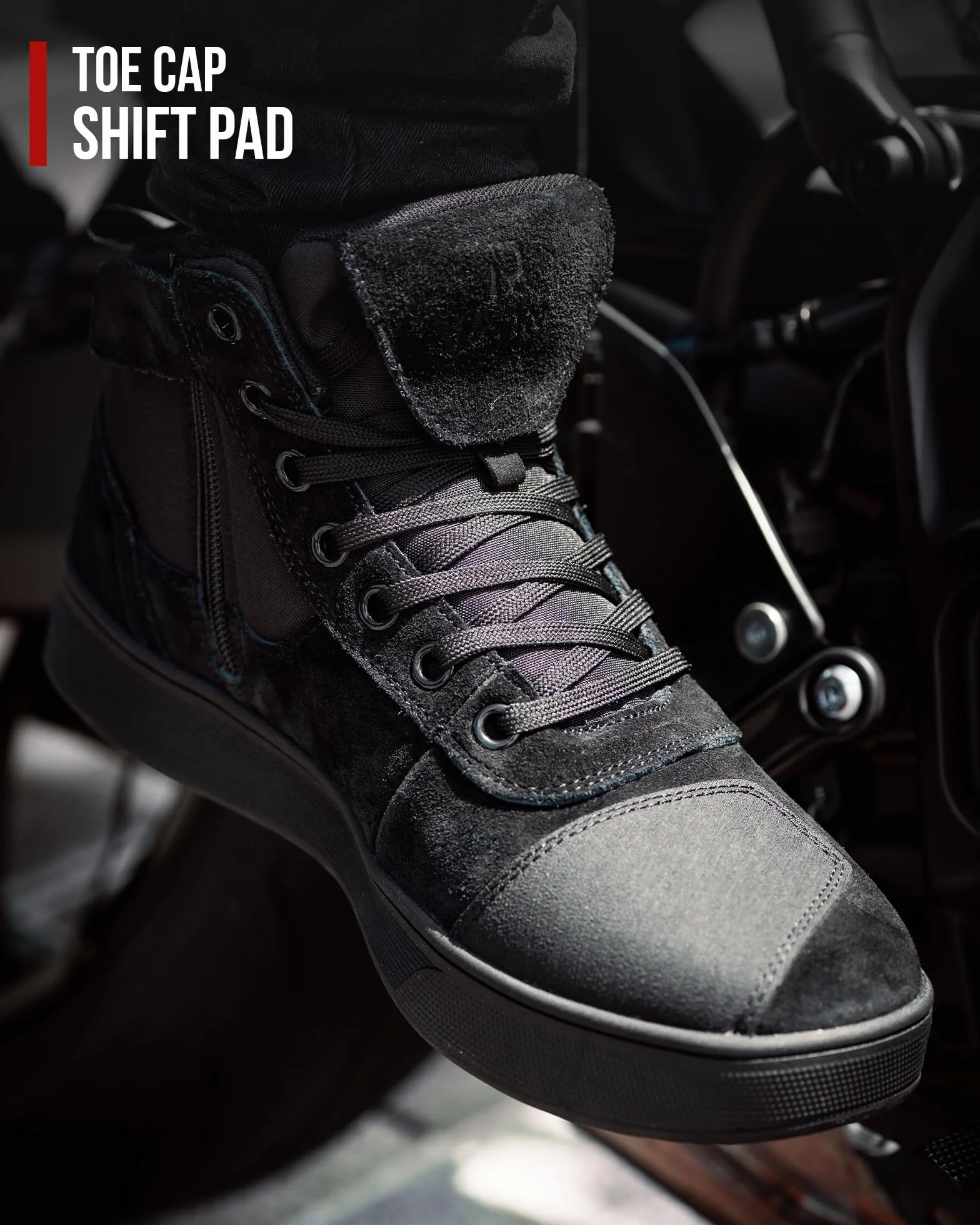 RIDEIRON Motorradschuhe Herren Damen Motorradstiefel CE-geprüft,rutschfeste,verstärkte verdickte Sohle, wasserdicht atmungsaktiv bequem mit seitlichen Reißverschlüssen und Knöchelstütze Schwarz 43