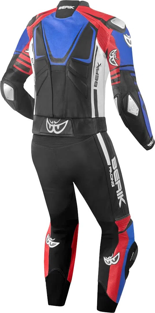 Berik XR-Ace 2-Teiler Motorrad Lederkombi, schwarz/weiß/rot/blau, 48 | CE-Protektoren