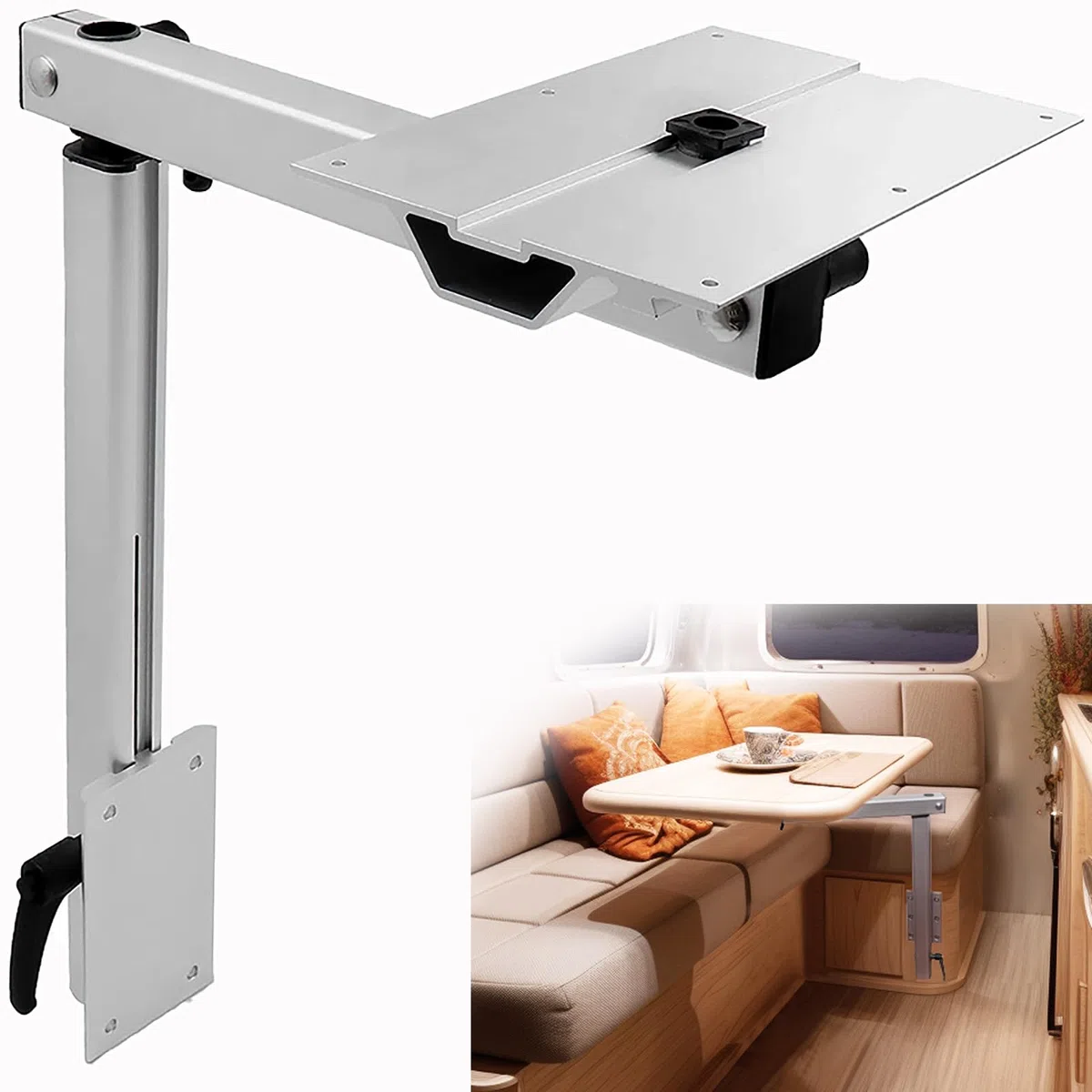 Abnehmbarer Tischbein-Campertisch-Set für Wohnwagen, Wohnmobil, Freizeitfahrzeug oder Yacht, 360 Grad schwenkbar