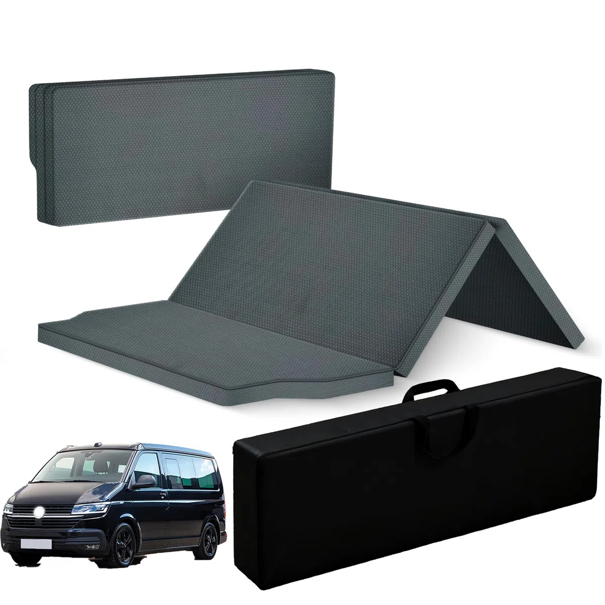 Dicke warme atmungsaktive Faltbare Fahrzeugmatratze kompatibel mit VW T32 T4 T5 T6 T6.1 T7 Multivan California Beach Caravelle und Transporter 186 * 148 * 8cm Wohnmobil Camper zubehör
