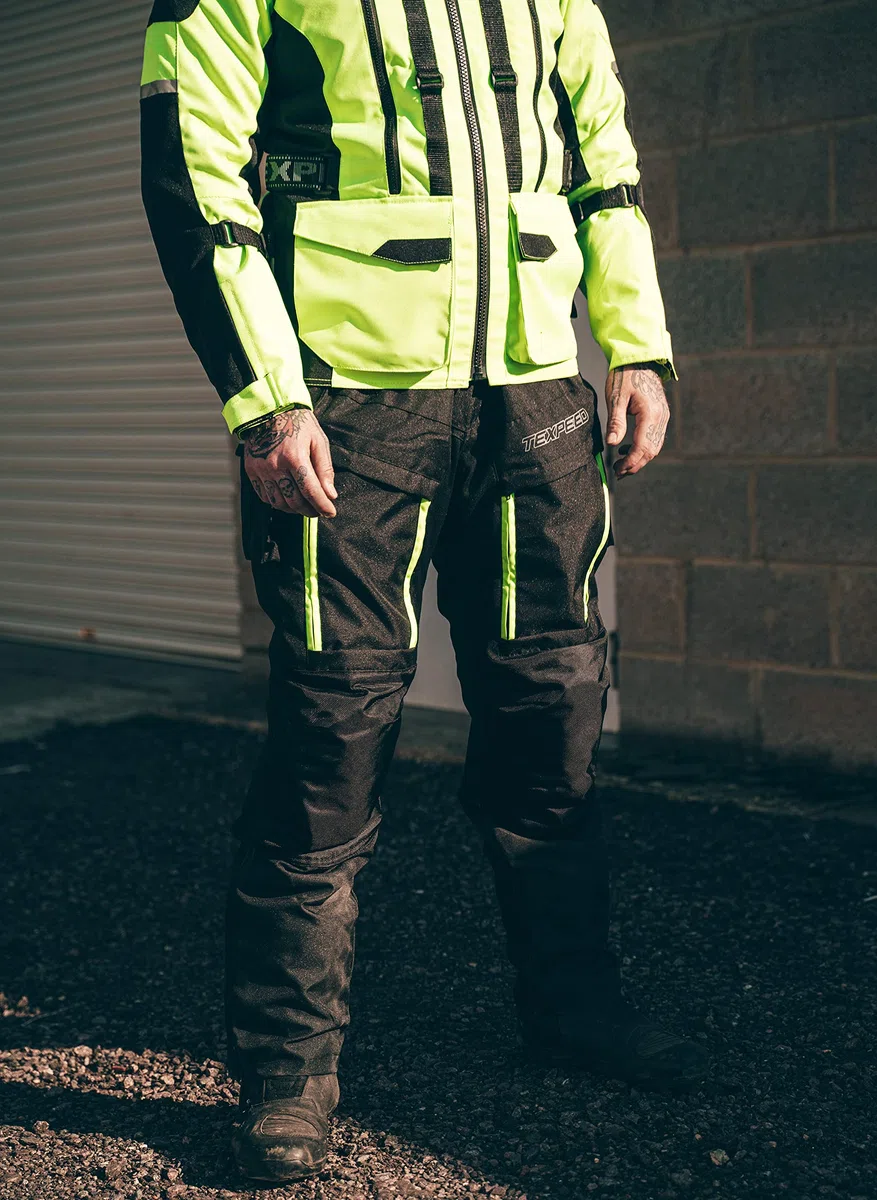 Texpeed Motorradhose Mit Protektoren Herren - Textil Wasserdicht Motorroller Motorrad Bikerin Mit Schutz Rüstung (EN 1621-1) - Sommer/Winter Schwarz - 4XL