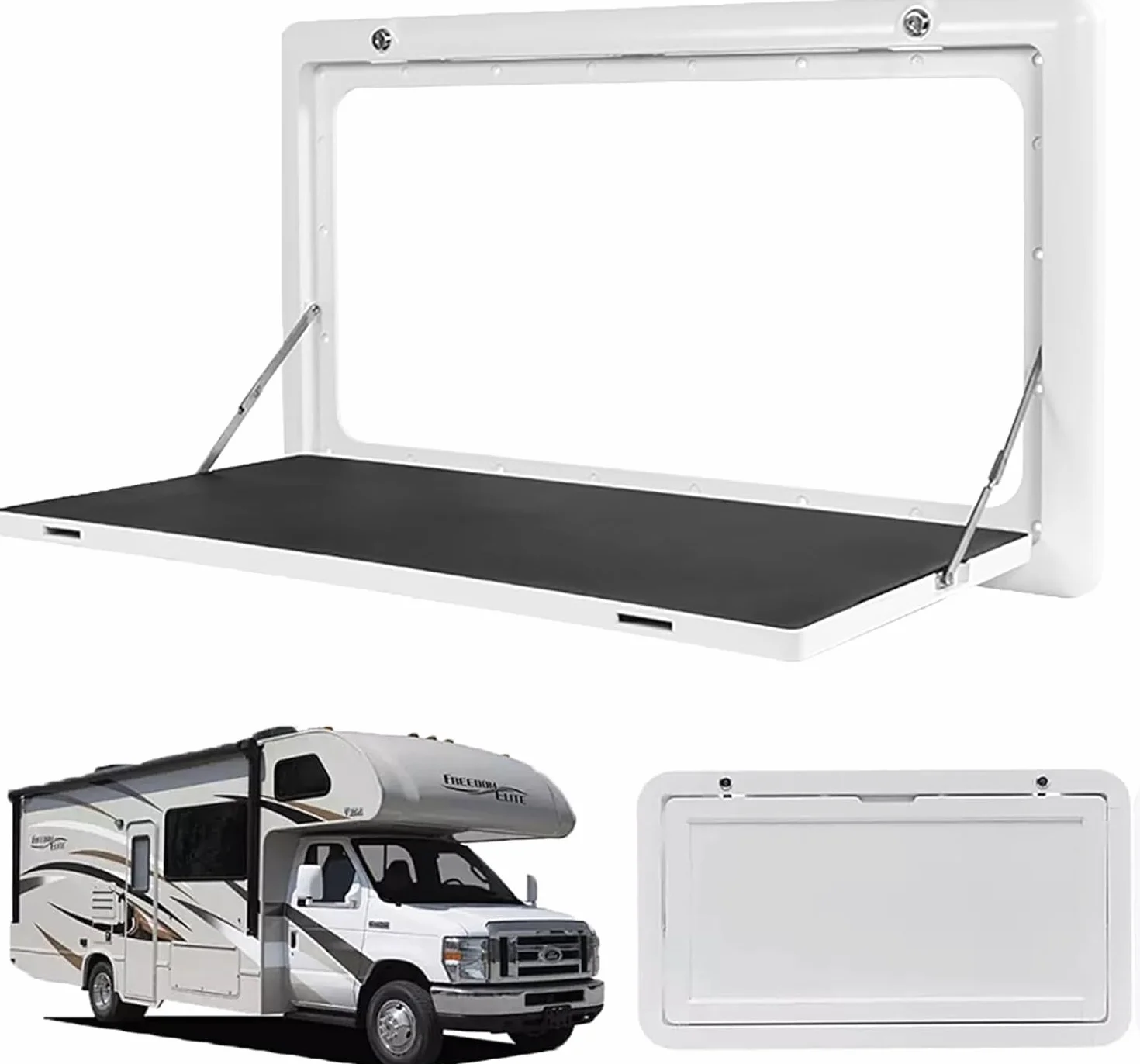 Wandklapptisch für Wohnmobile und Camper Zubehör, Klapptisch Wandmontage Aluminium Weiß 80x45cm, Wohnwagen Tisch mit 25KG Tragfähigkeit für Picknick im Freien