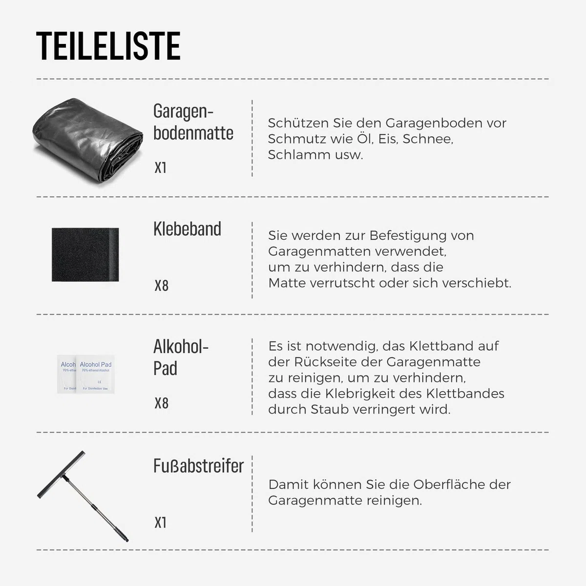 WELKIN Eindämmungsmatte, 8'6" x 20' rutschfeste Garagenbodenmatte - Hochbelastbarer, wasserdichter Schutz vor Schnee, Regen und Schlamm für Autos