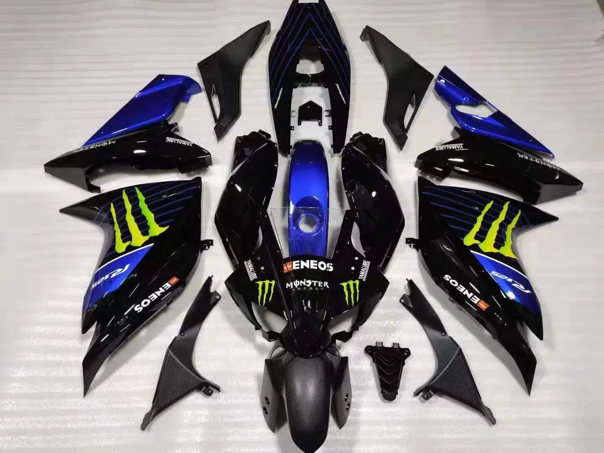 Hongben MOTO ABS-Kunststoff-Motorradeinspritzung Verkleidungen Karosserie-Set für Yamaha R125 2008-2013 2014-2018 blau schwarz