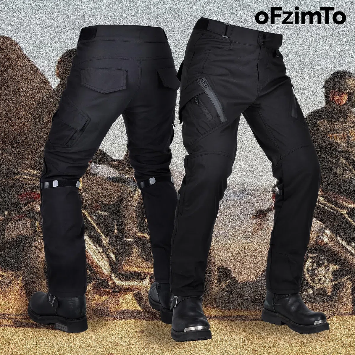 Motorradhose Herren mit herausnehmbaren Pads, wasserdichte Motorrad Hose Herren, Cargo Biker Hose für alle Jahreszeiten