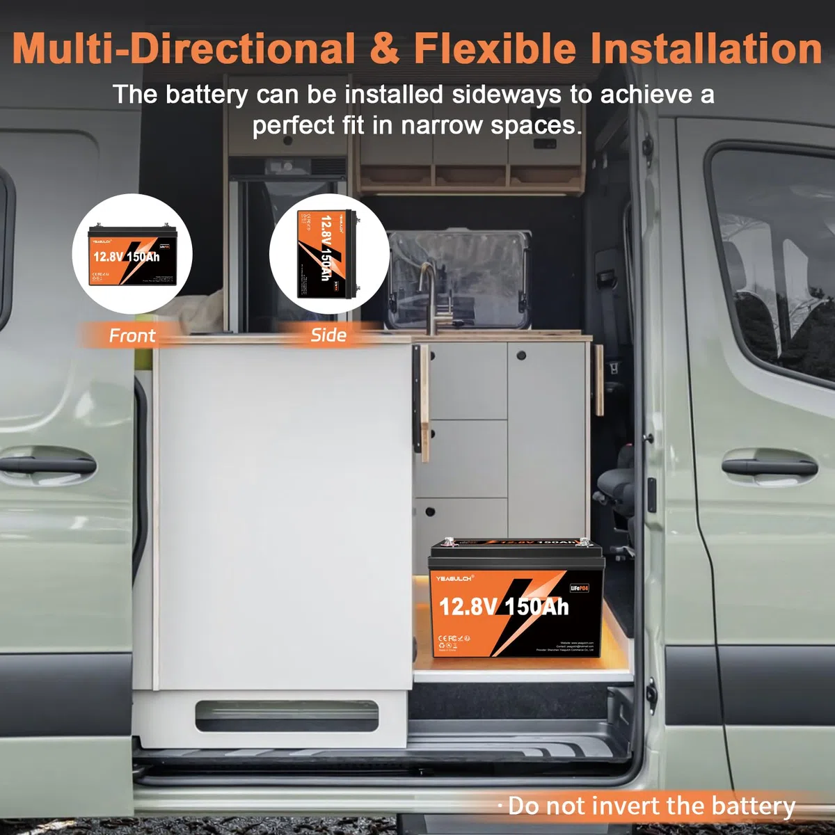 YEAGULCH 12V 150Ah LiFePO4 Lithium Batterie mit 100A BMS 1920Wh für Wohnmobile Solarstrom Off-Grid