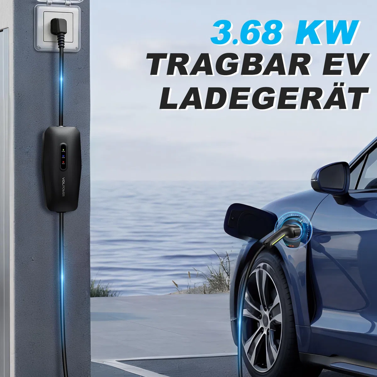 Ladekabel Typ 2, 3.68KW /5M Ladekabel Elektroauto, 16A EV Ladegerät, Typ 2 für Elektrofahrzeuge mit Einphasigem EU-Schuko, IP65 Kompatibel mit Model Y/3, XC60, ID.3, ID.4
