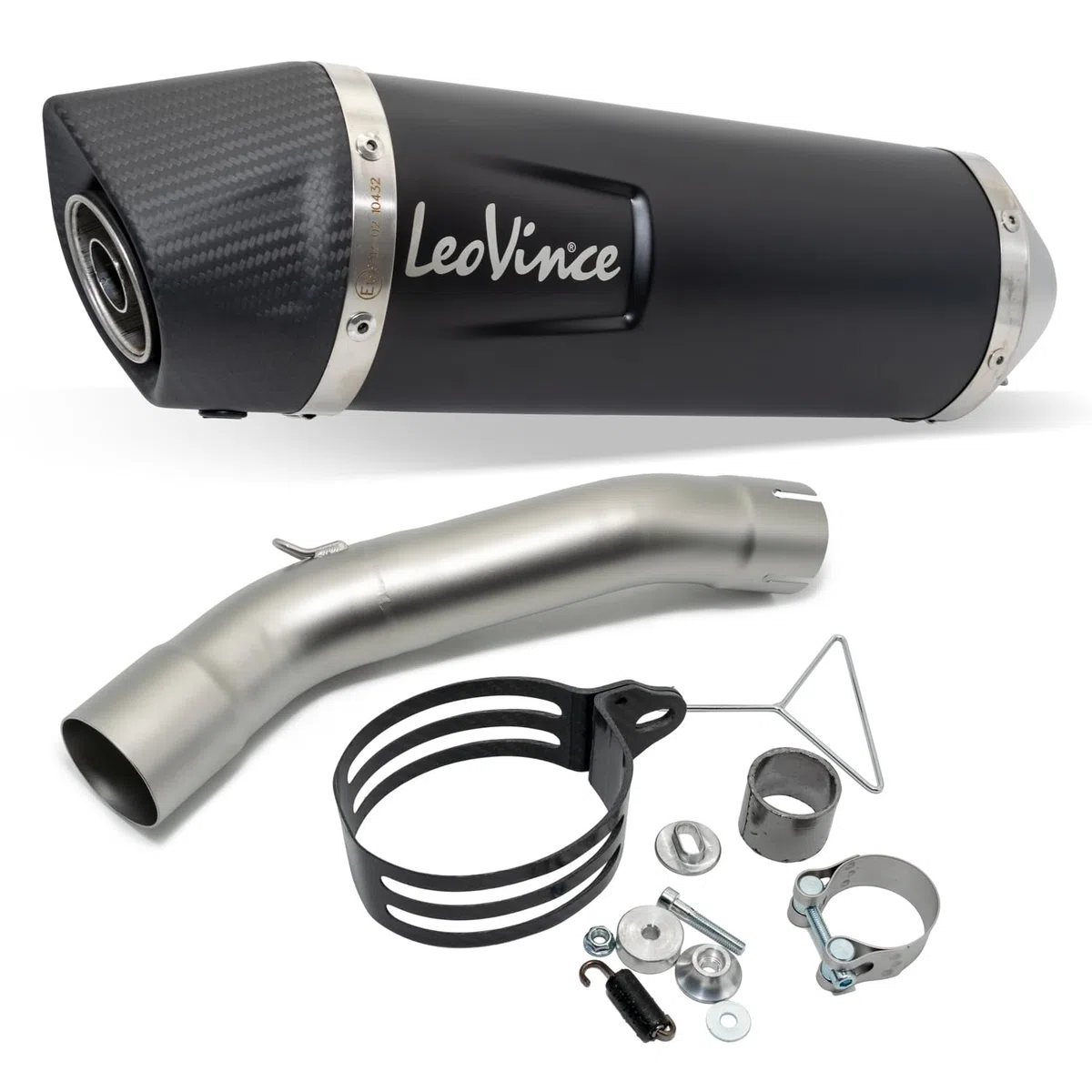 Endschalldämpfer LeoVince SLIP-ON SBK LV ONE EVO Black Edition, Edelstahl schwarz, Carbon Kappe, mit Zulassung für Beta RR 4T 125 LC/Motard