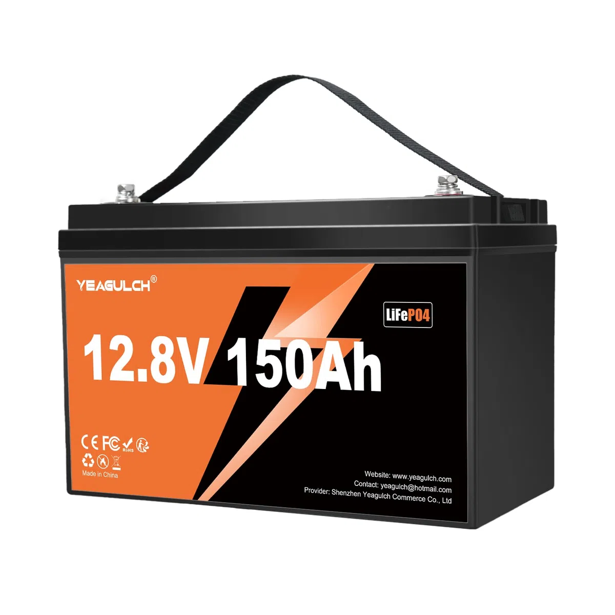 YEAGULCH 12V 150Ah LiFePO4 Lithium Batterie mit 100A BMS 1920Wh für Wohnmobile Solarstrom Off-Grid