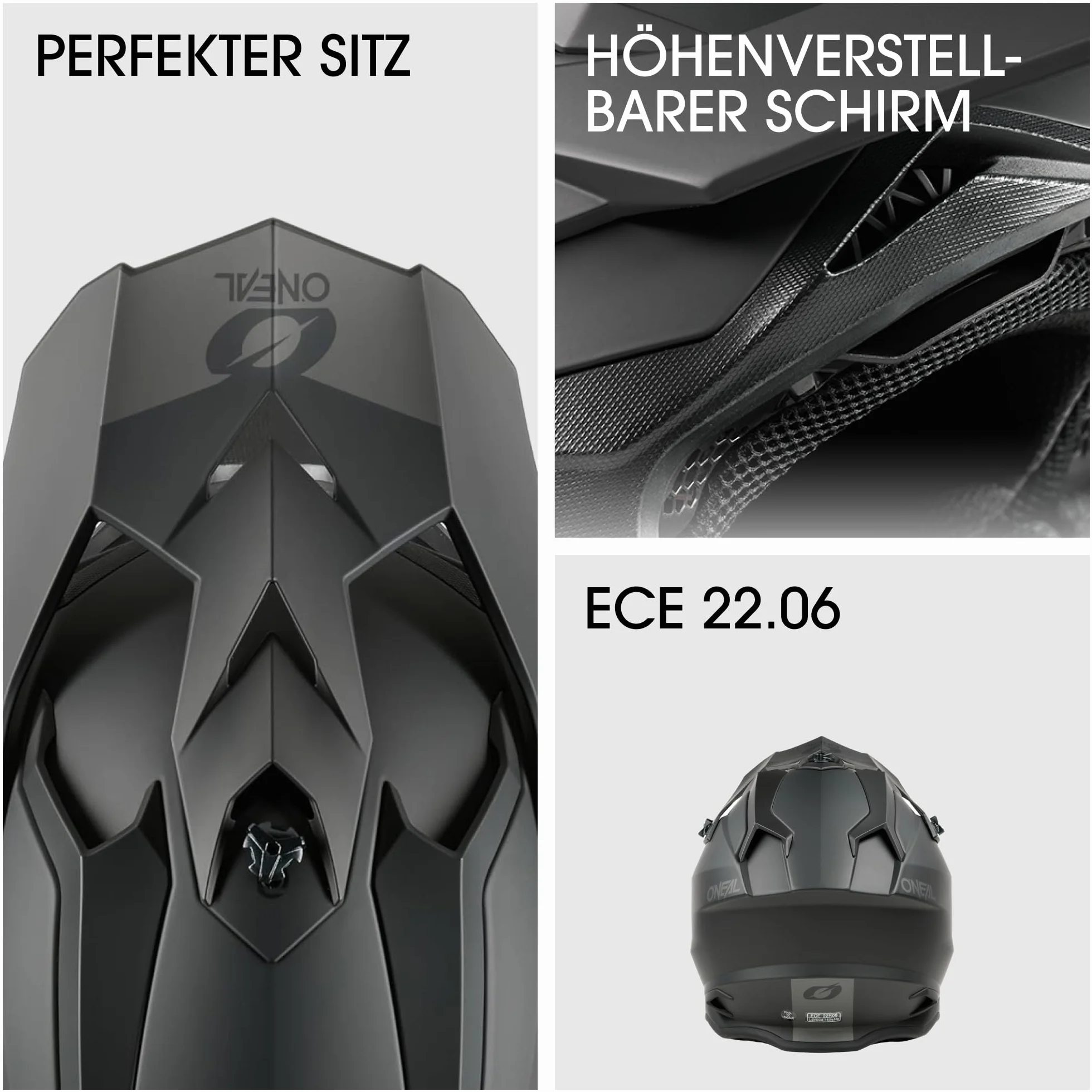 O'NEAL C-SRS Motocross Helm, MX Enduro Motorrad, Starke ABS-Schale, gepolstertes & waschbares Innenfutter, optimale Belüftung, Microlock-Sicherheitsverschluss für Erwachsene (Schwarz M)