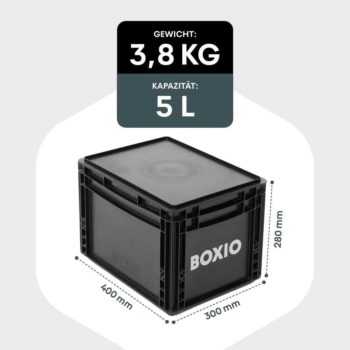 BOXIO - WASH: Mobiles 40x30 Spülbecken, Camping Waschbecken mit Pumpe ohne Strom, Camping Zubehör in Eurobox für den Van Ausbau, Friseur oder outdoor auf Festival & Garten, Spüle als Camping Gadgets