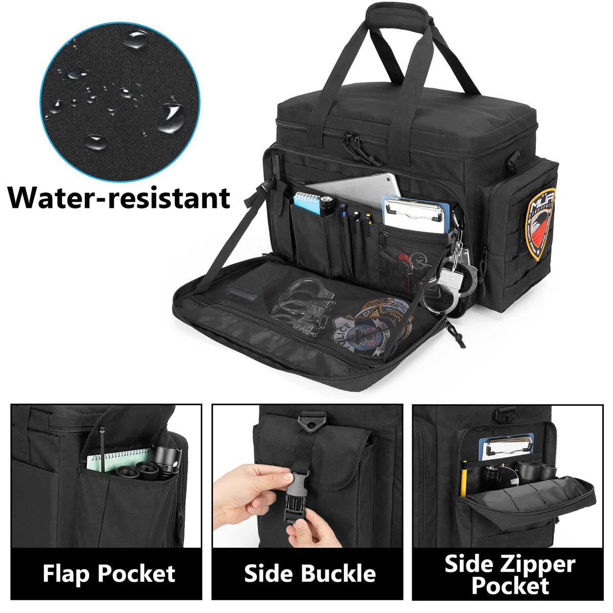 Samdew Taktische Tasche, Security Tasche für Polizei-Ausrüstung mit 15,6 Zoll Laptop-Schicht, MOLLE-Kompatibel