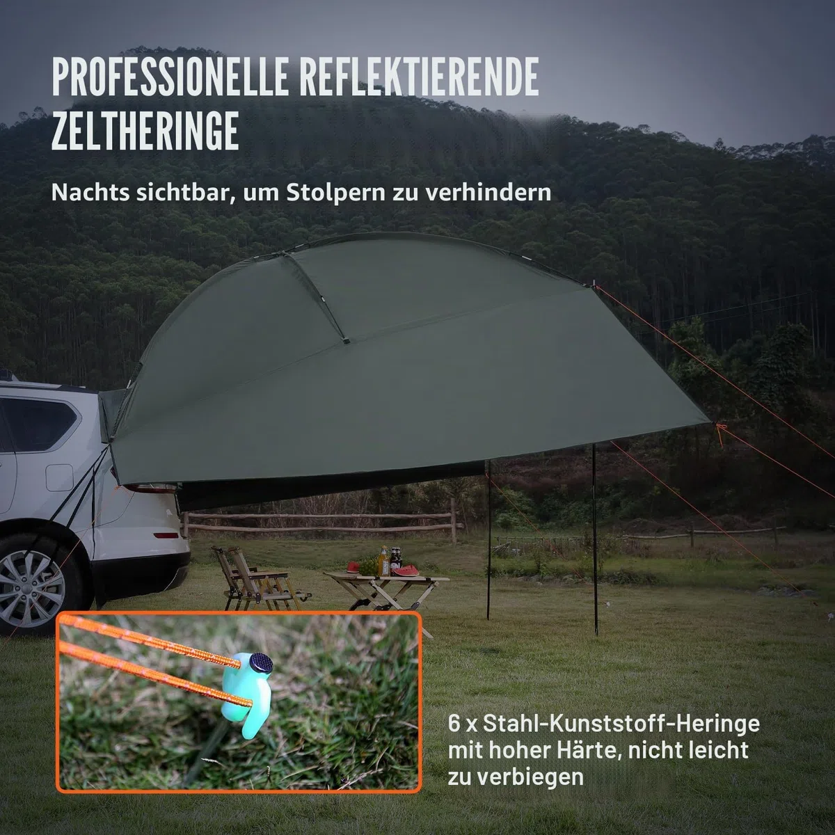 VEVOR Sonnensegel Wohnwagen 3x2,1m Sonnenvordach Wohnmobil UV50+ UV-Schutz Markise 190-T-Polyestergewebe Vorzelt PU2000mm Wasserdicht inkl. tragbarer Tasche Ideal für Camping Familientreffen Ausflüge