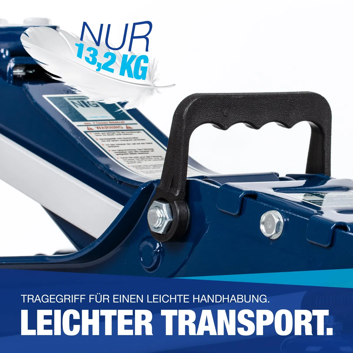 NTG HYDRAULISCHER WAGENHEBER 2T – TÜV-zertifizierter Flacher Rangierwagenheber für PKW & tiefergelegte Fahrzeuge – 85–375 mm Hubhöhe – Wagenheber Hydraulisch mit 2.000 kg Tragkraft und Gummiauflage