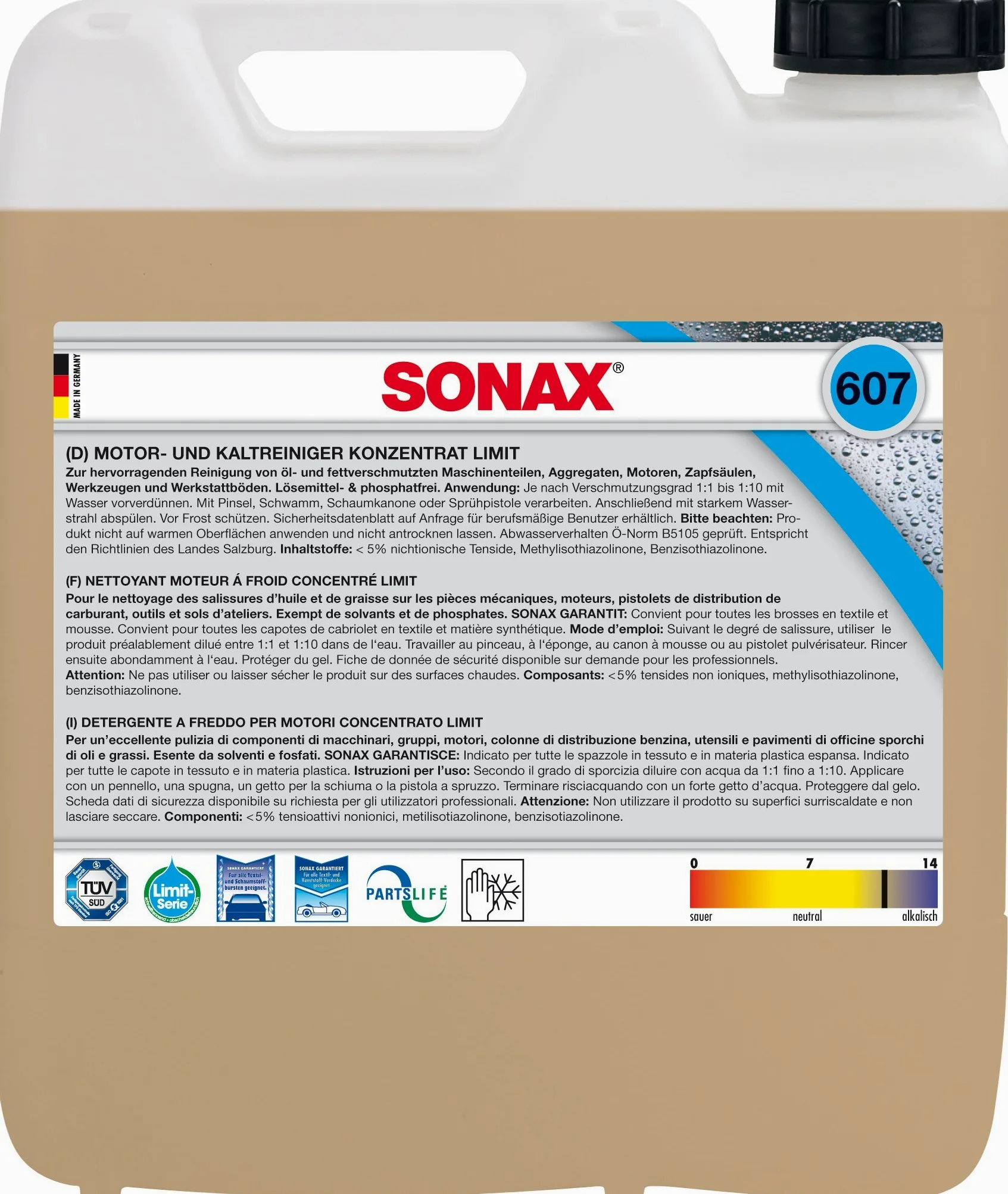 SONAX 06076000 Motor und Kaltreiniger Konzentrat, 10 L