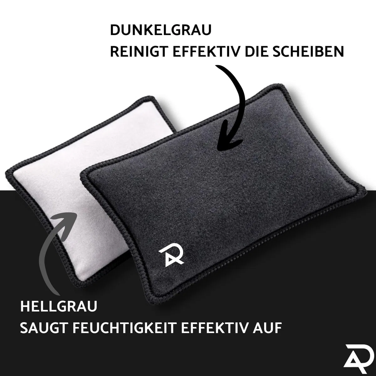 Detailing Mikrofaser Scheibenschwamm Auto 2er Set – Beschlagene Scheiben innen streifenfrei entfernen | 2in1 Reinigen & Trocknen | Saugstark & waschbar | Windschutzscheibe & Seitenfenster