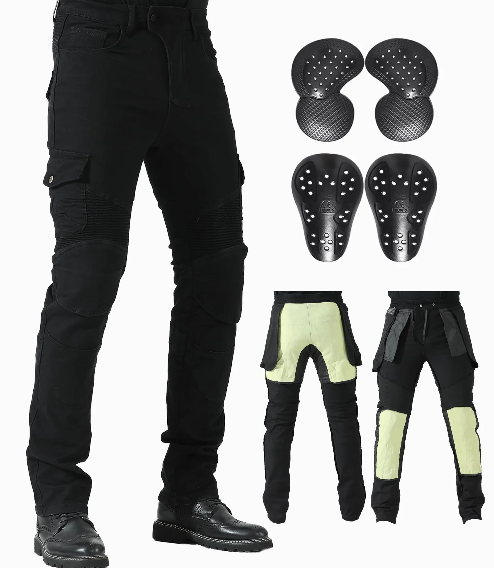 CTBQiTom Motorradhose Herren Mit Aramid Schutzfutter Motorrad Biker Hosen Mit CE abnehmbaren Rüstung