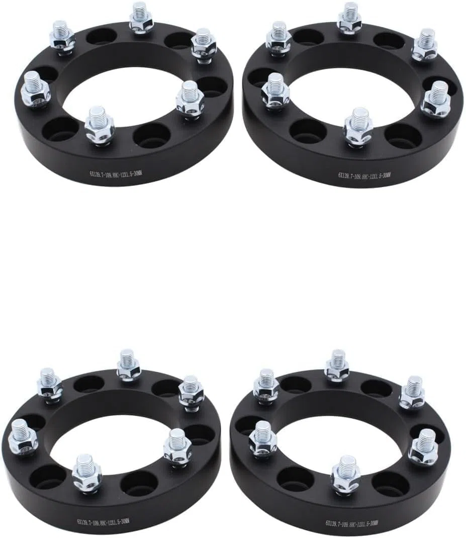 Spurverbreiterungen 4 x 30 mm, 6 Bolzen, passend für Ford Ranger, Toyota Hilux, alle Baujahre(Schwarz)