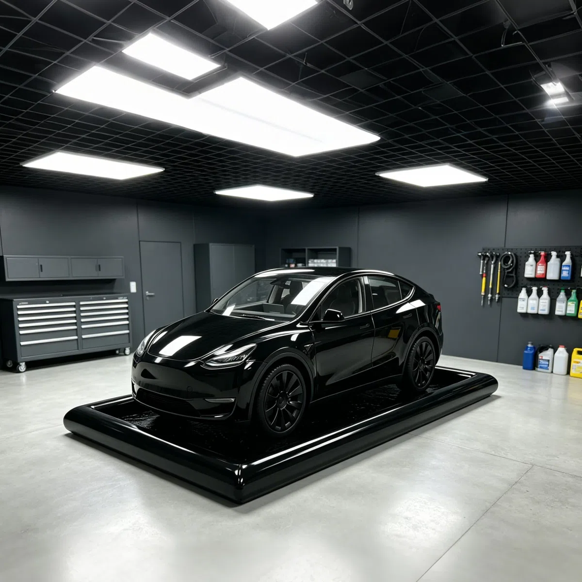 Aufblasbare Autowaschmatte, 3 x 5,9 m, strapazierfähige PVC-Garagenbodenmatte, wasserdichter Eindämmung für Wasser, Öl, Schlamm, Schnee und Regen, rutschfester Schutz für Autos