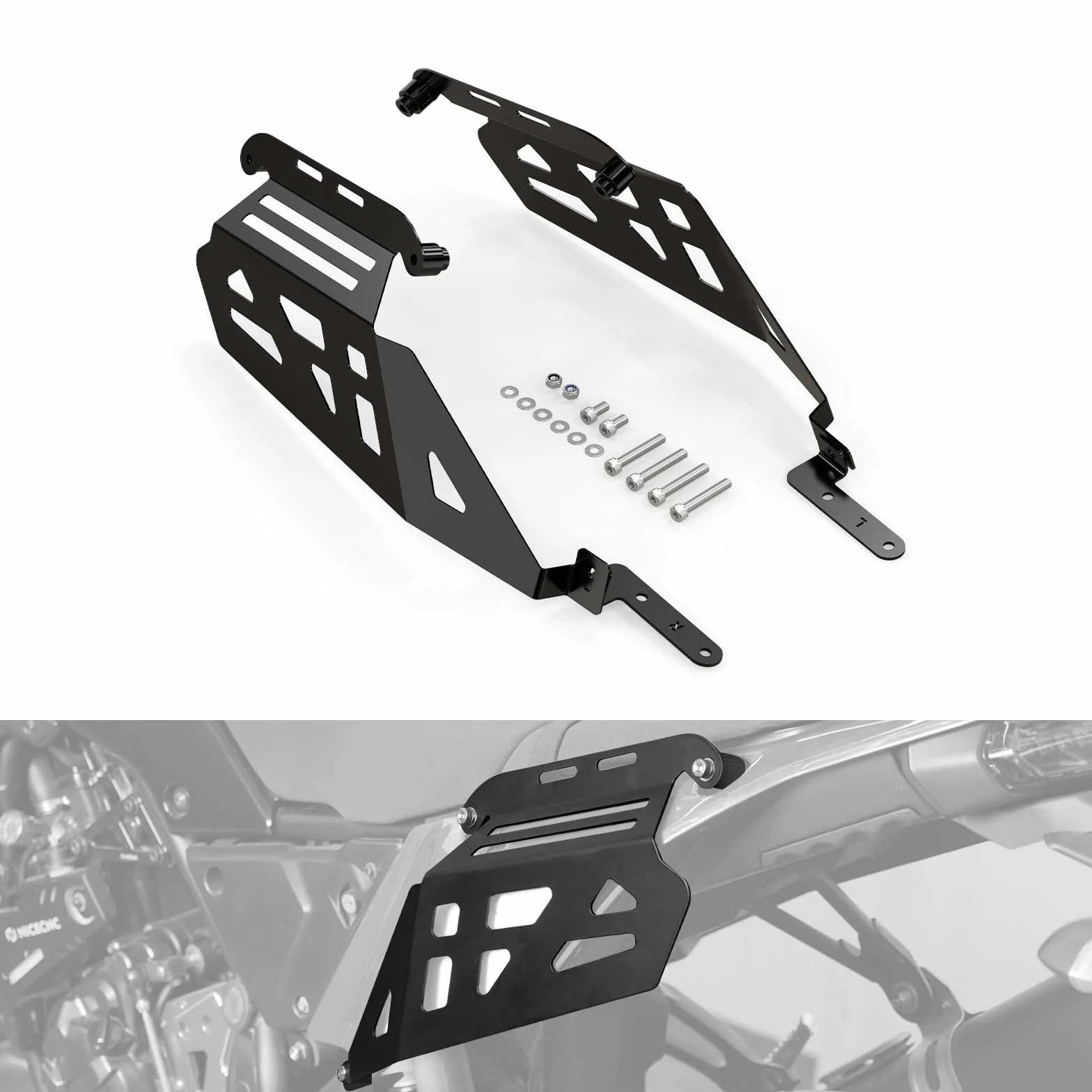 NICECNC Seitliche Packtaschen Stützrahmen Seitengepäckträger Kompatibel mit Yamaha Tenere 700 /XTZ700 XTZ07 2019 2020 2021 2022 2023 2024, Seitengepäck, Satteltaschenstütze, Schwarz
